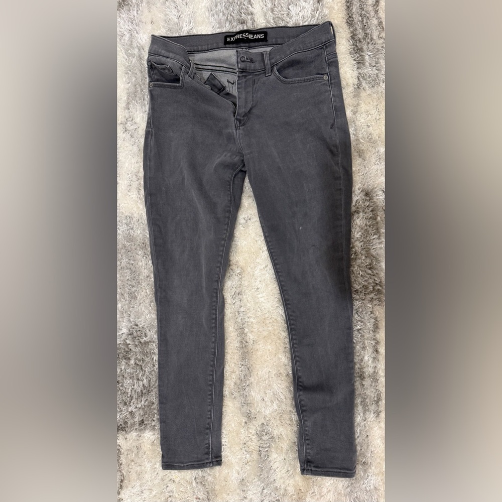 Express Women's Gray Mid-Rise Jeans